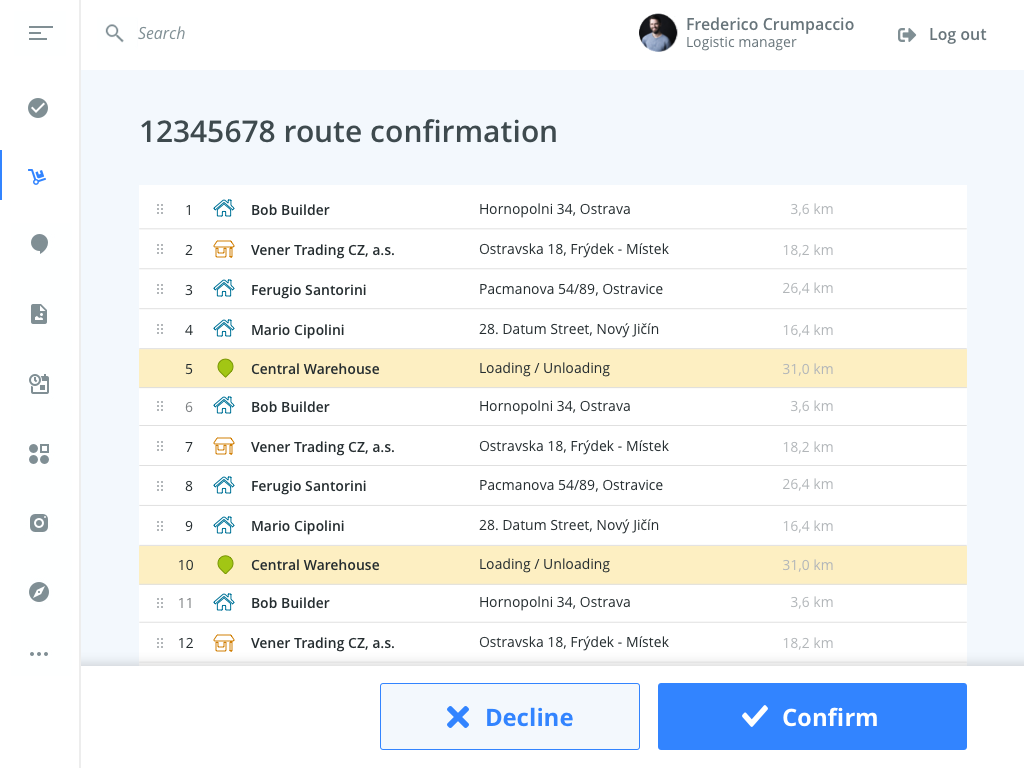 Route confirmation